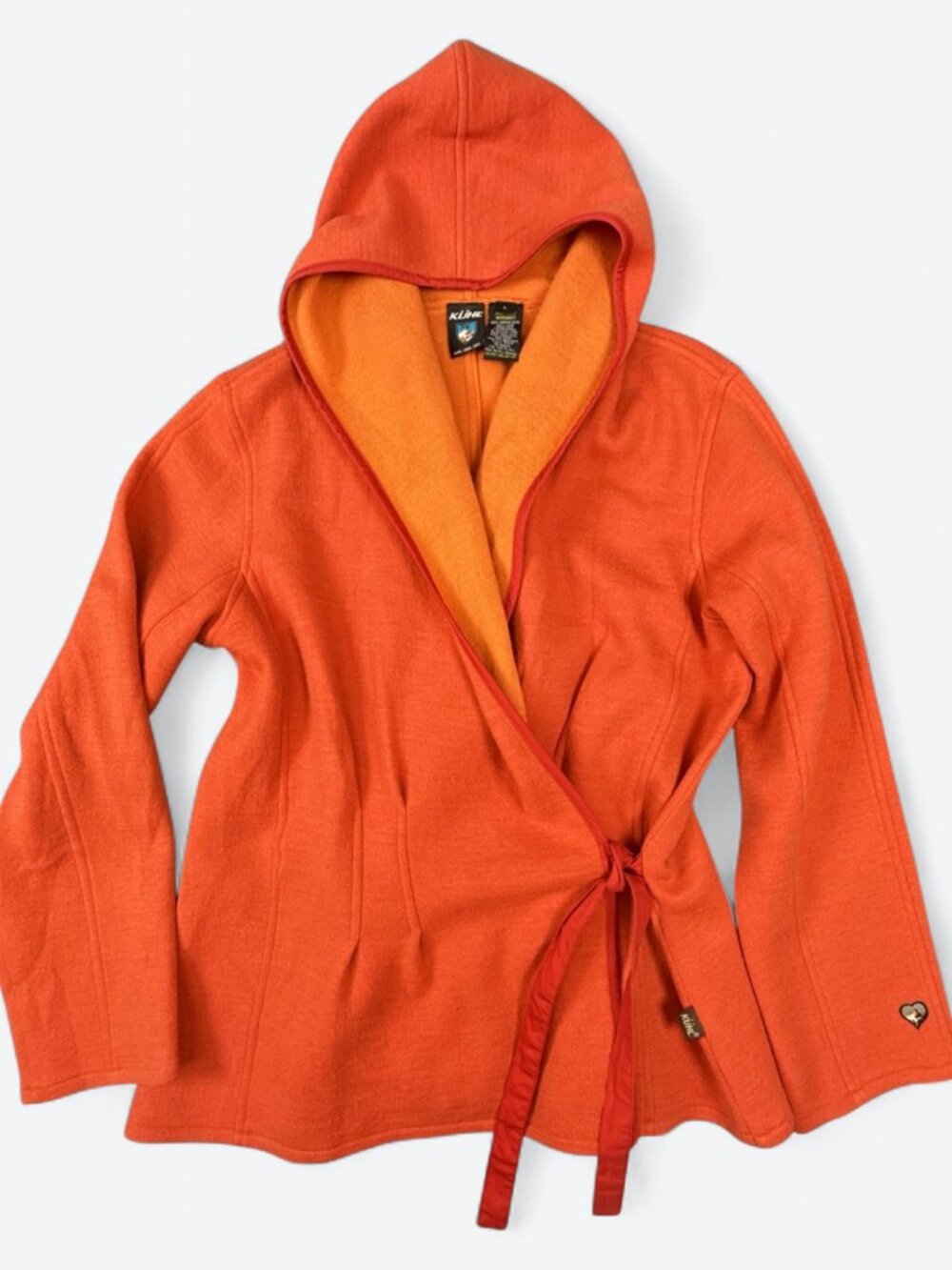 Kühl Womens Merino Wool Hooded Wrap Jacket L Orange Tie Waist